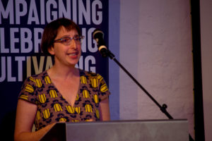 Prof Bethany Klein giving one of the academic talks which took place at The Ivors Academy