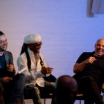 Dr Simon Barber shares a few laughs with special guests Nile Rodgers and Merck Mercuriadis at the Ivors Academy